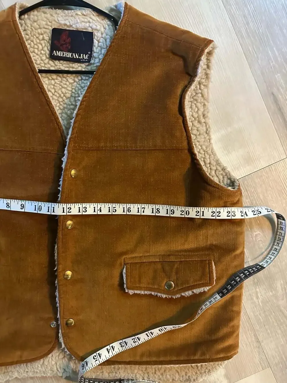 American Jac USA Vintage Corduroy Sherpa-Lined Vest